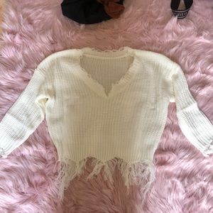 White Cropped Sweater